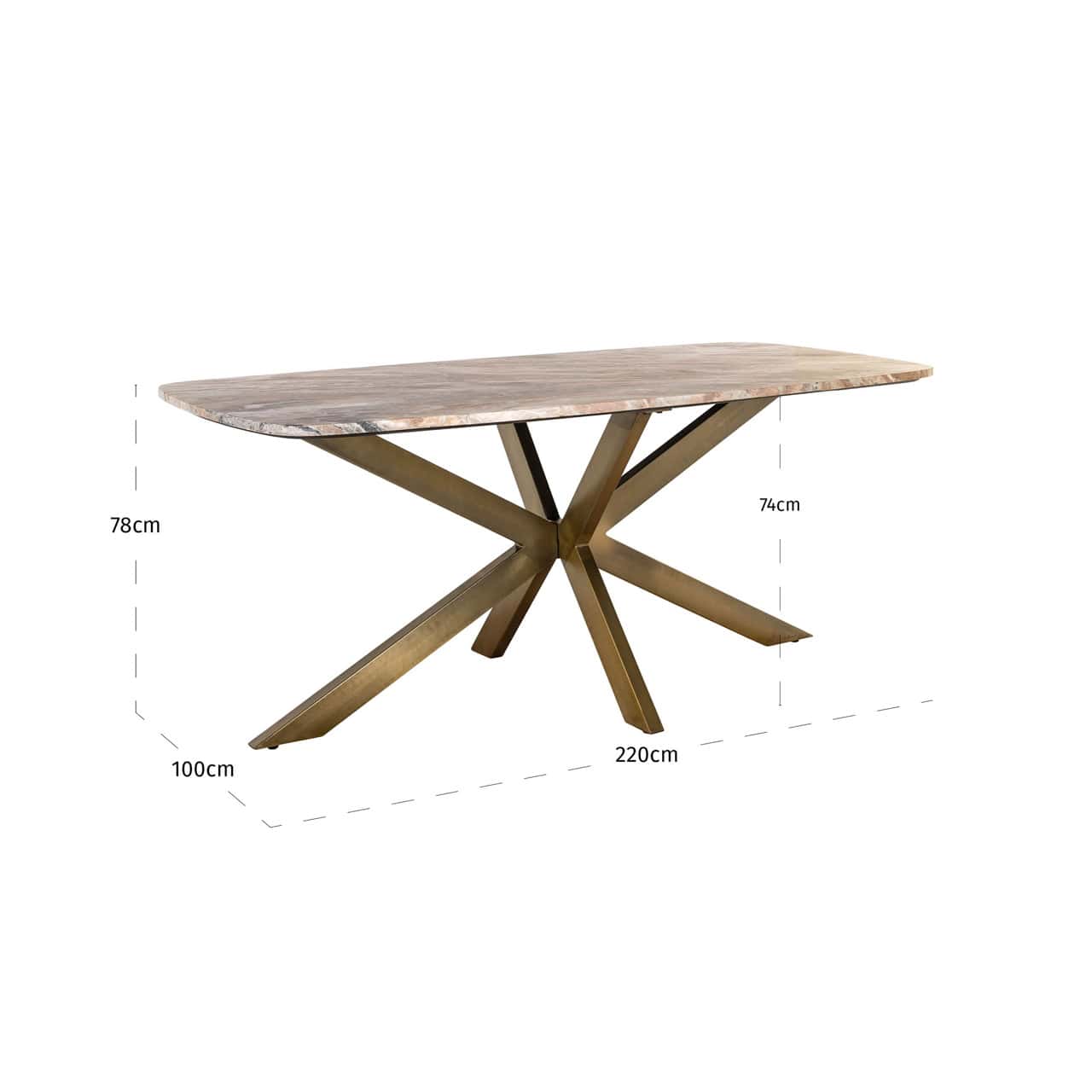 Richmond Interiors Bottega Blush Beige Marble 220cm Oval Dining Table