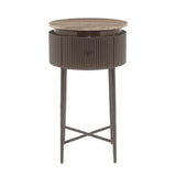 Richmond Interiors Russo Brown Ribbed End Lamp Table With Drawer