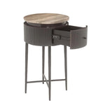Richmond Interiors Russo Brown Ribbed End Lamp Table With Drawer