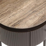 Richmond Interiors Russo Brown Ribbed End Lamp Table With Drawer