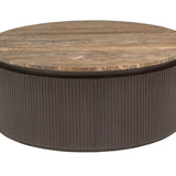 Richmond Interiors Russo Brown Round Ribbed Coffee Table