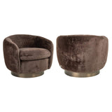 Richmond Interiors Colmar Chocolate Fluffy Swivel Lounge Chair