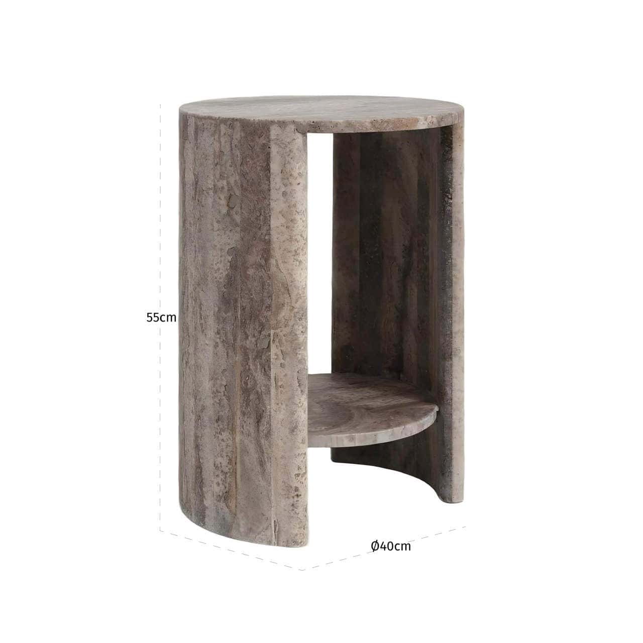 Richmond Interiors Westin Grey Travertine End Lamp Table