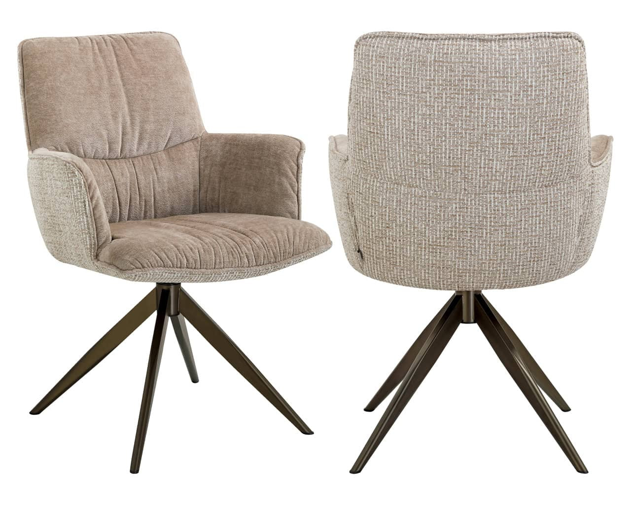 Richmond Interiors Chase Cream Blockweave Swivel Dining Chair
