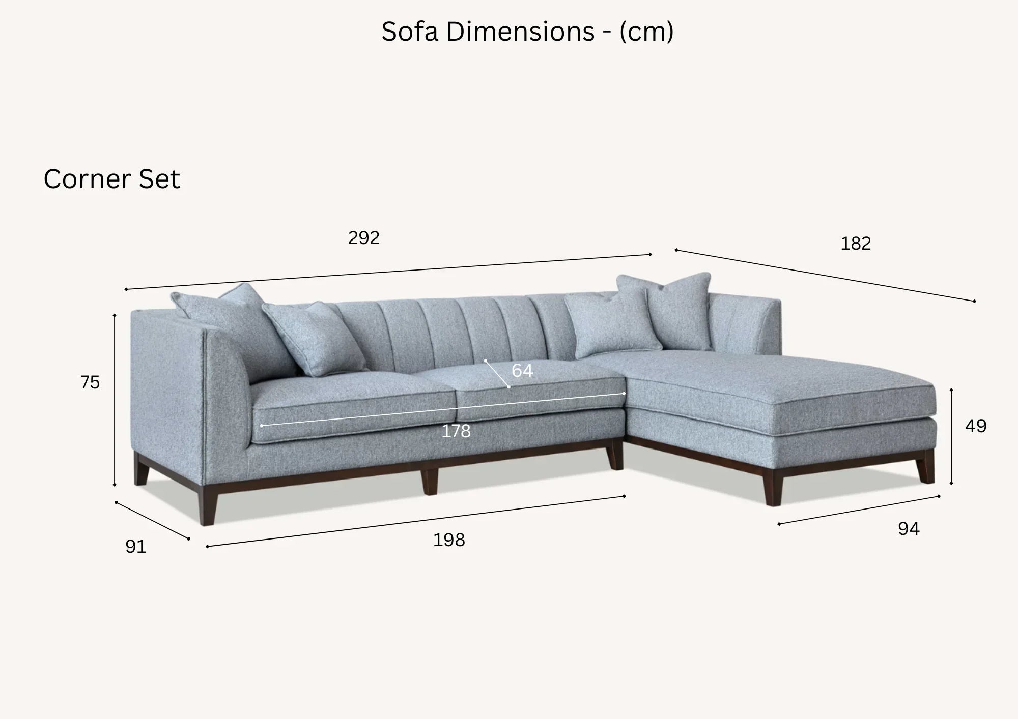 The Cooper Dolphin Boucle Left Hand Corner Premium Sofa Dolphin Boucle Fabric
