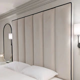 The Wenger Panel Upholstered Plush Velvet Black Piping Bed Frame