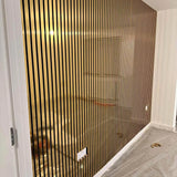 Acoustic Slatted Wall Panels Metallic Gold Pack Of x4 240 x 60cm