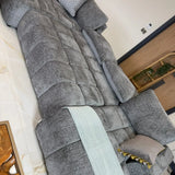 Sena Large Grey Plush Velvet Luxury U Shape Sofabed Sofa