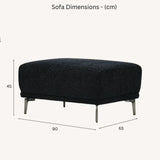 The Albany Luxury Black Boucle Fabric Footstool