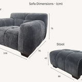 The Harlem Steel Boucle Velvet Footstool Premium Sofa Boucle Fabric