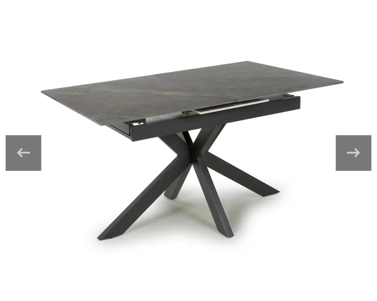 Nova 140-180cm Grey Ceramic Marble Centre Extending Dining Table