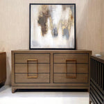 Lucca 6-Drawer Chest of Drawers Grey Coloured Oak Veneer With Gold Handles-Esme Furnishings
