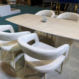 Olympia 160cm Beige Ceramic Marble Dining Table