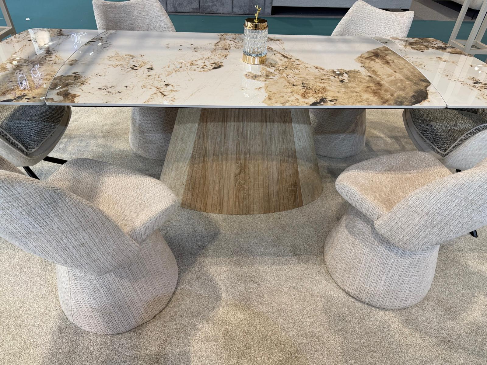 Monaco 160-240cm Pandora Ceramic Marble Extending Dining Table
