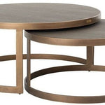 Bloomingville Shagreen Faux Leather Top Round Coffee Table (Set of 2)-Belmont Interiors