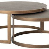 Bloomingville Shagreen Faux Leather Top Round Coffee Table (Set of 2)-Belmont Interiors