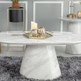 Riviera White Marble Oval Coffee Table