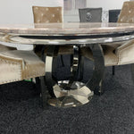 Chelsea 130cm Marble & Chrome Round Dining Table - 4 Colours-Esme Furnishings