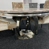 Chelsea 130cm Marble & Chrome Round Dining Table - 4 Colours-Esme Furnishings