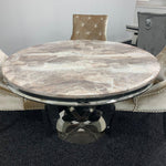 Chelsea 130cm Marble & Chrome Round Dining Table - 4 Colours-Esme Furnishings