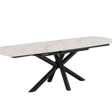 Regent 160-240cm White/Gold Swivel Ceramic Marble Extending Dining Table