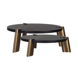 Richmond Interiors Brody Black Oak Wood & Gold Nested Coffee Table | Set Of 2