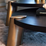Richmond Interiors Brody Black Oak Wood & Gold Nested Coffee Table | Set Of 2