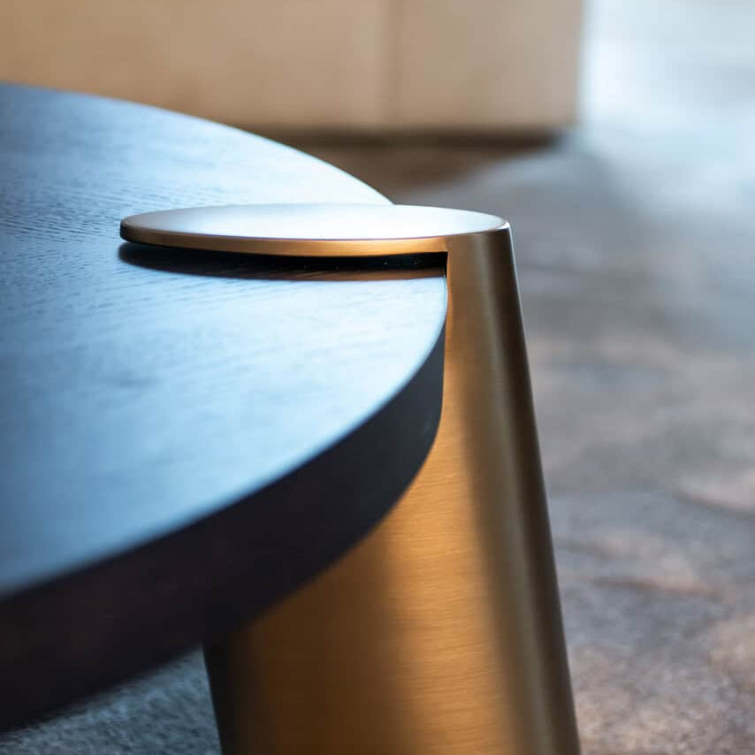 Richmond Interiors Brody Black Oak Wood & Gold Nested Coffee Table | Set Of 2
