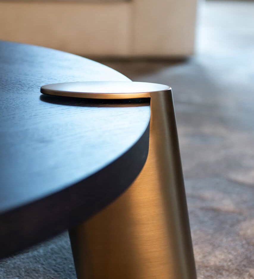 Richmond Interiors Brody Black Oak Wood & Gold Nested Coffee Table | Set Of 2