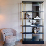 Richmond Interiors Rigley Black Oak Wood & Mirrored Display Unit