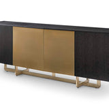 Richmond Interiors Dax Black Oak Wood & Gold Sideboard