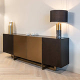 Richmond Interiors Dax Black Oak Wood & Gold Sideboard