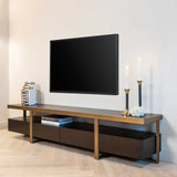 Richmond Interiors Diddley Black Oak Wood & Gold TV Unit
