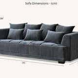 The Gracemary Steel Grey Boucle 3 Seater Premium Sofa Steel Boucle Fabric