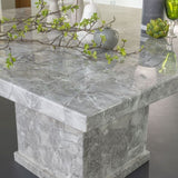 Anzara 140cm Square Grey Marble Dining Table - 6 Seater