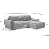 Zara Cream Plush Velvet Universal Corner Sofabed with Storage
