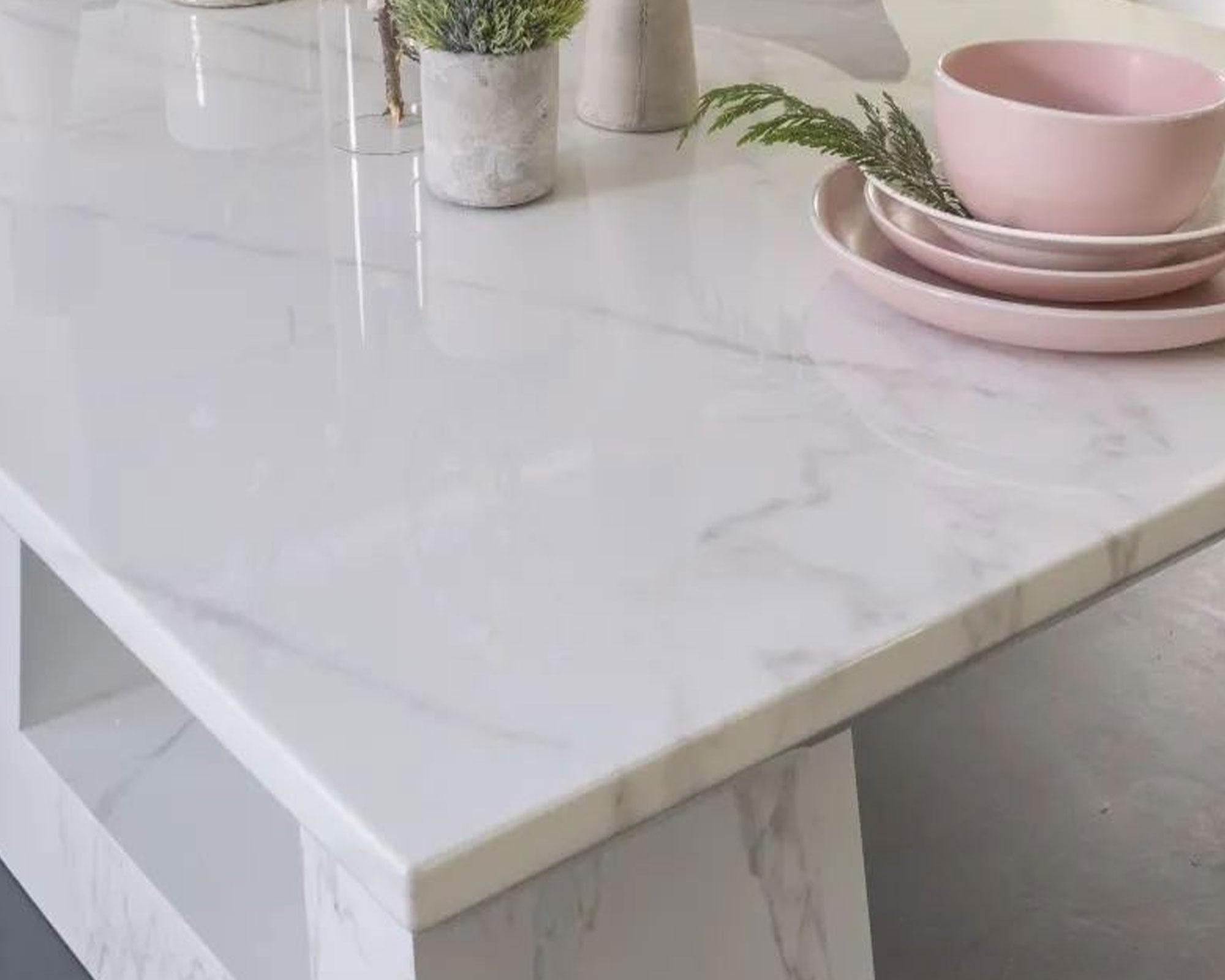 Romeo 160cm White Marble Dining Table