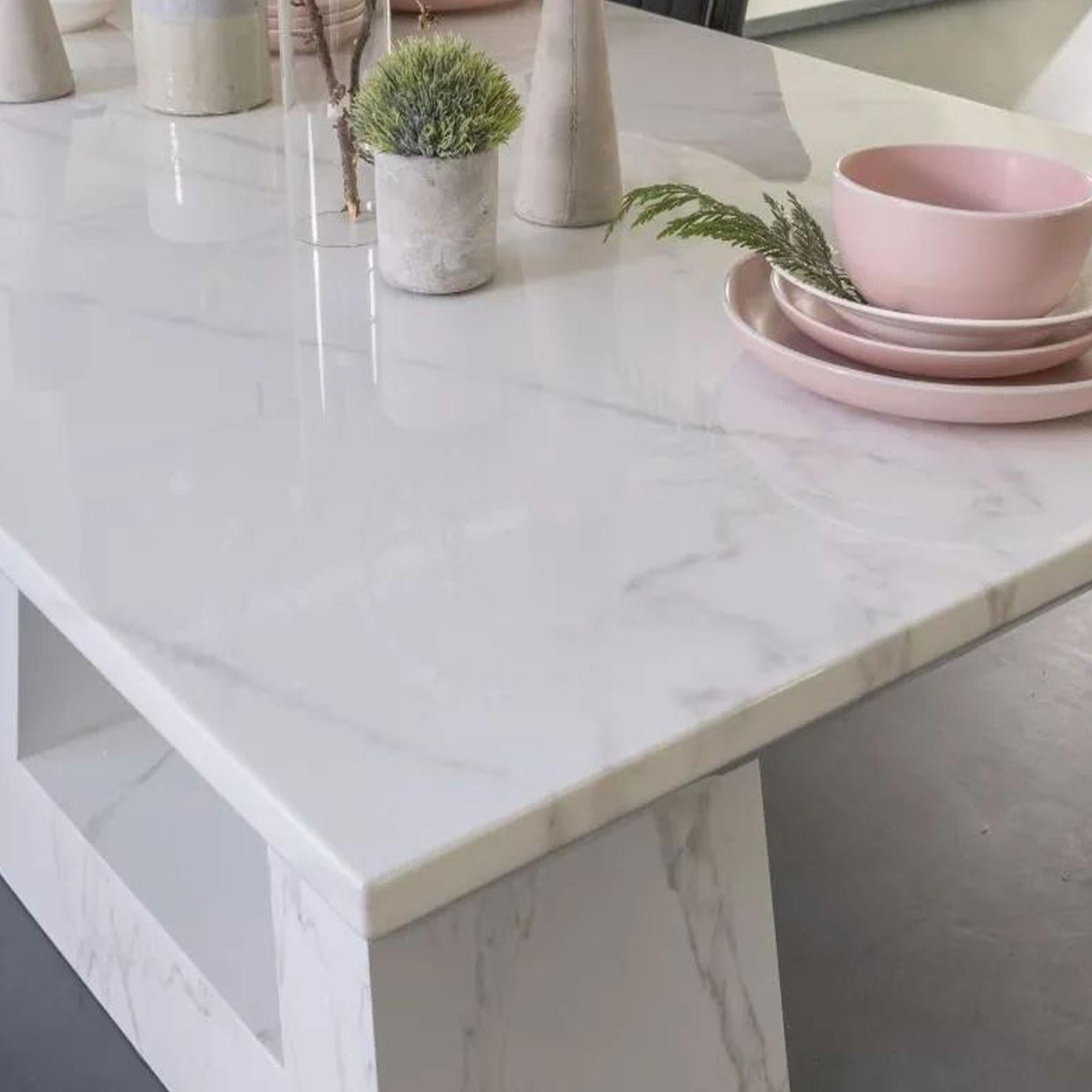Romeo 160cm White Marble Dining Table