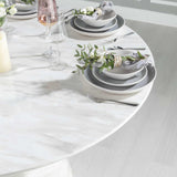 Riviera 130cm White Marble Round Dining Table