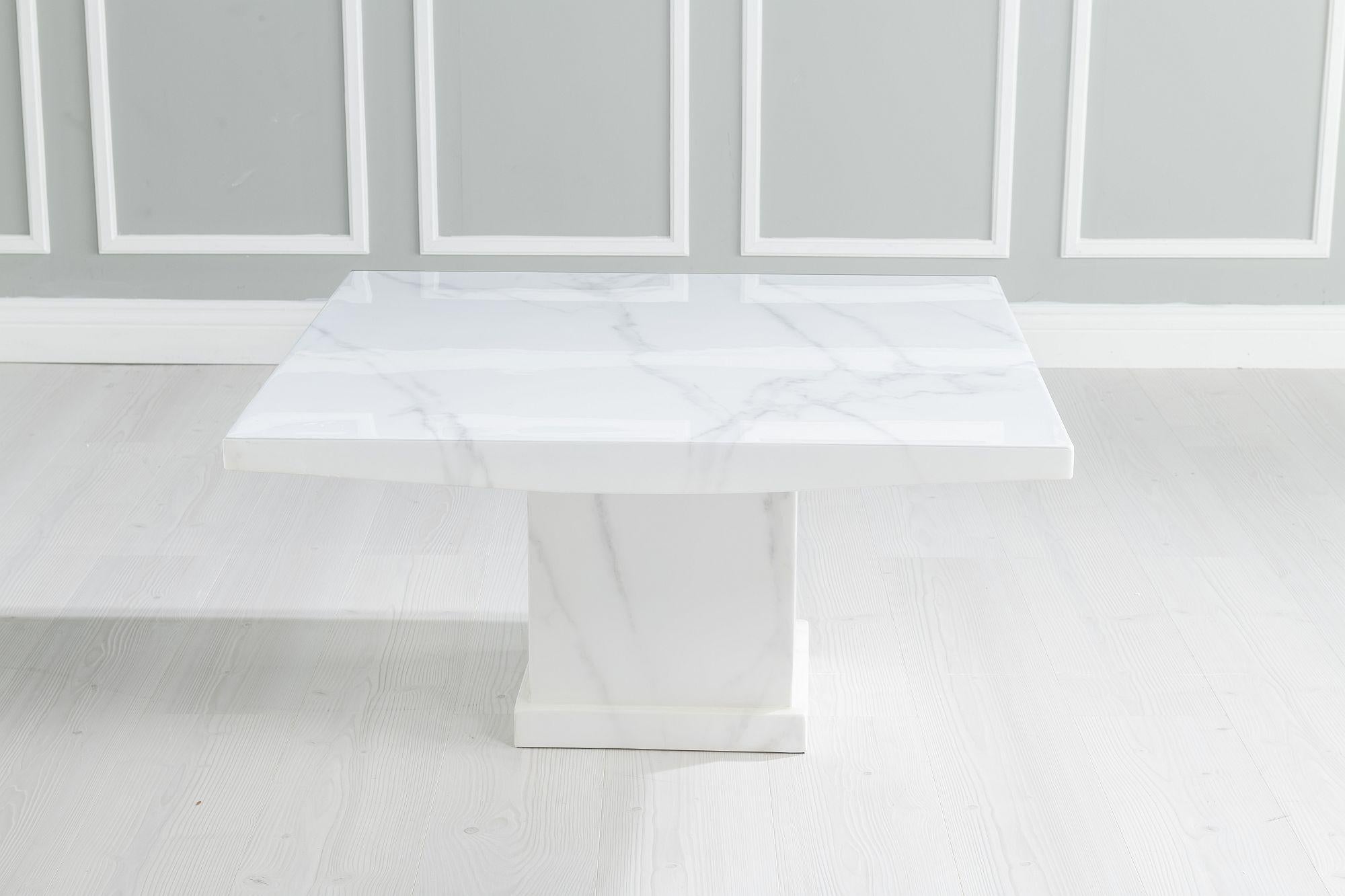 Olympus Square White Marble Coffee Table