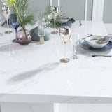 Olympus 140cm Square White Marble Dining Table - 6 Seater