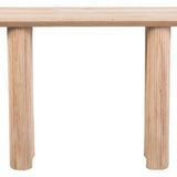 Zeno Oak Oval Console Table with Fluted Ribbed Double Pedestal Base