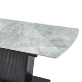 Valaro Grey Ceramic Extending Dining Table With Black Pedestal Base - 130cm-170cm
