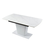 Valaro White Ceramic Extending Dining Table With Black Pedestal Base - 130cm-170cm