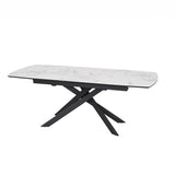 Leona 160-200cm White Ceramic Marble Centre Extending Dining Table
