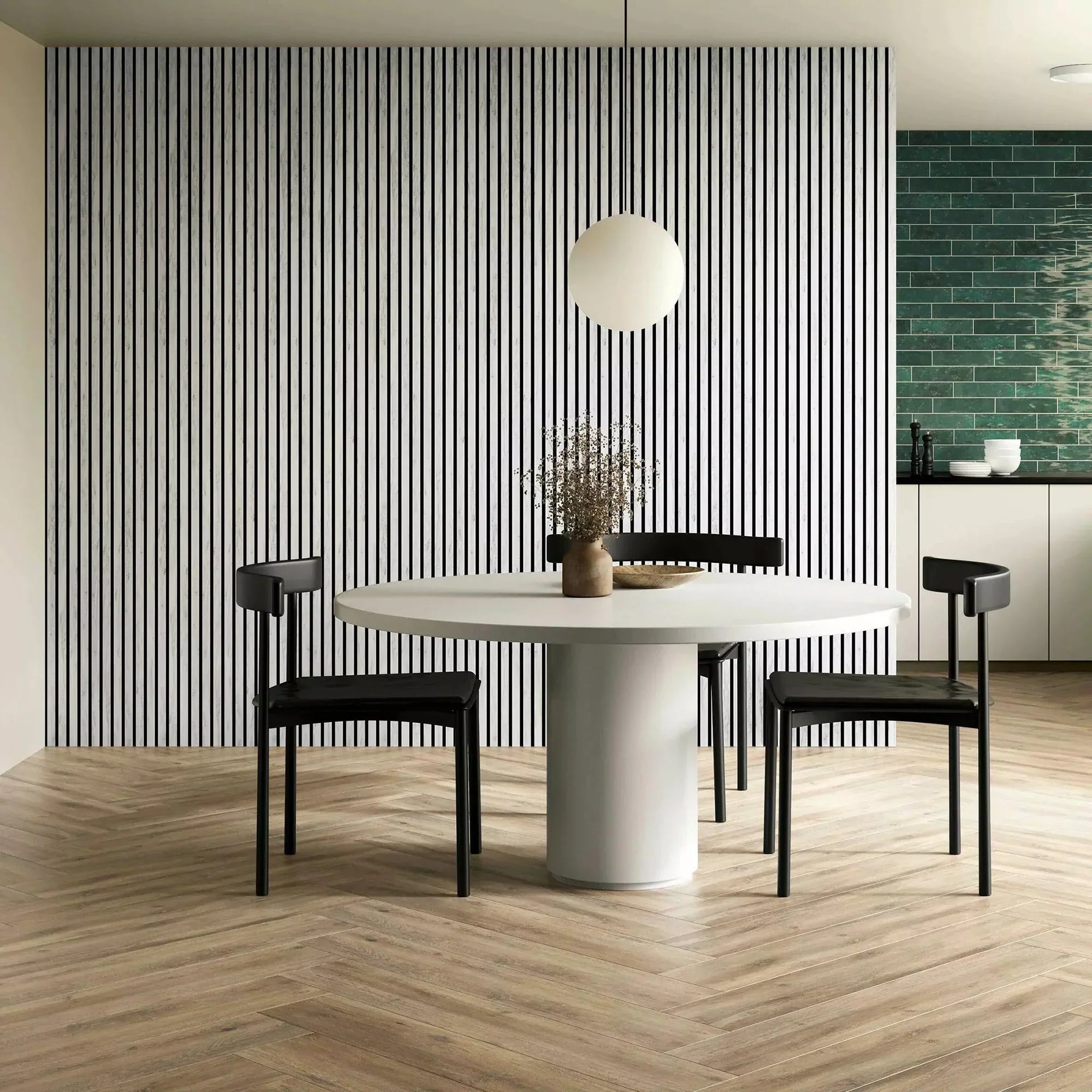 Acoustic Slatted Wall Panels White Marble Pack Of x4 240 x 60cm