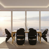 Louis Marble & Gold Dining Table With Santos Curve Velvet Chairs Gold Legs