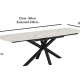 Regent 160-240cm White/Gold Swivel Ceramic Marble Extending Dining Table