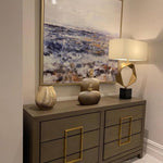 Lucca 6-Drawer Chest of Drawers Grey Coloured Oak Veneer With Gold Handles-Esme Furnishings