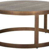 Bloomingville Shagreen Faux Leather Top Round Coffee Table (Set of 2)-Belmont Interiors